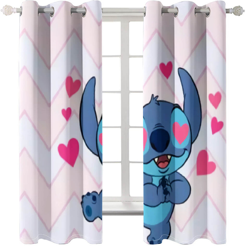 Cartoon Stitch Curtains Blackout Window Treatments Drapes for Room Decor (Online Order Only)