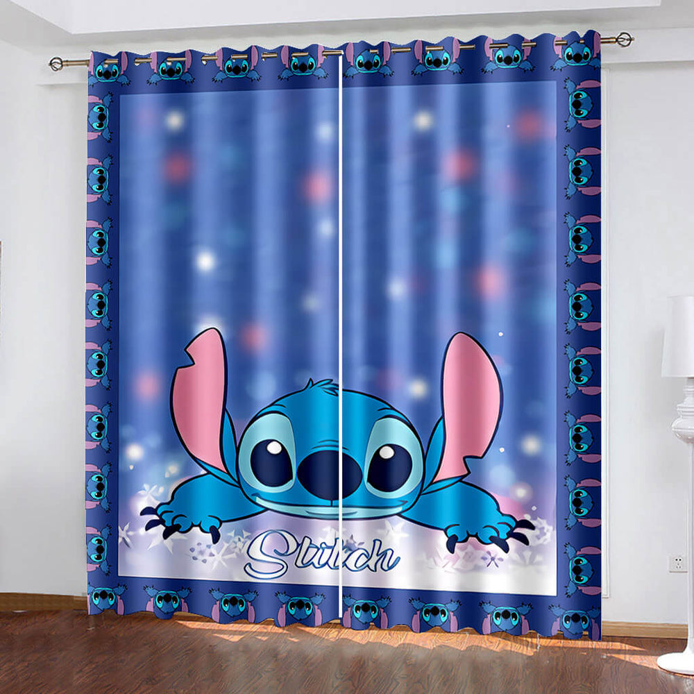 Cartoon Stitch Curtains Blackout Window Treatments Drapes for Room Decor (Online Order Only)