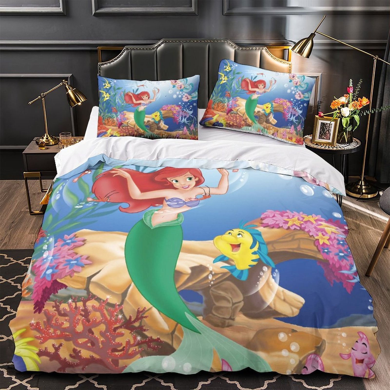 Cartoon The Little Mermaid Ariel Bedding Set Quilt Duvet Cover Without Filler (Online Order Only)