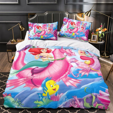Cartoon The Little Mermaid Ariel Bedding Set Quilt Duvet Cover Without Filler (Online Order Only)