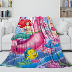 Cartoon The Little Mermaid Blanket Flannel Fleece Throw Room Decoration (Online Order Only)