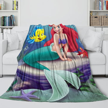 Cartoon The Little Mermaid Blanket Flannel Fleece Throw Room Decoration (Online Order Only)
