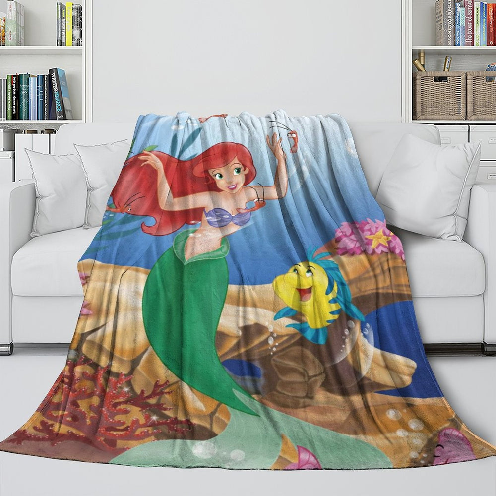 Cartoon The Little Mermaid Blanket Flannel Fleece Throw Room Decoration (Online Order Only)