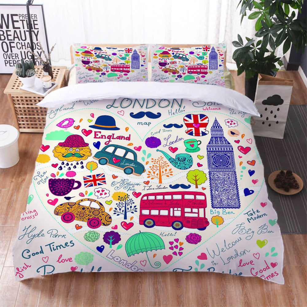 Cartoon Truck Bedding Set Quilt Cover Without Filler (Online Order Only)