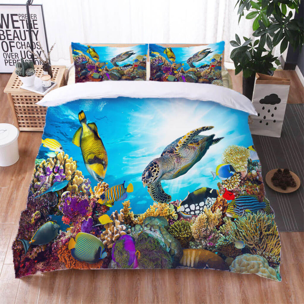 Cartoon Undersea World Bedding Set Quilt Cover Without Filler (Online Order Only)