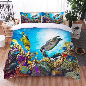 Cartoon Undersea World Bedding Set Quilt Cover Without Filler (Online Order Only)