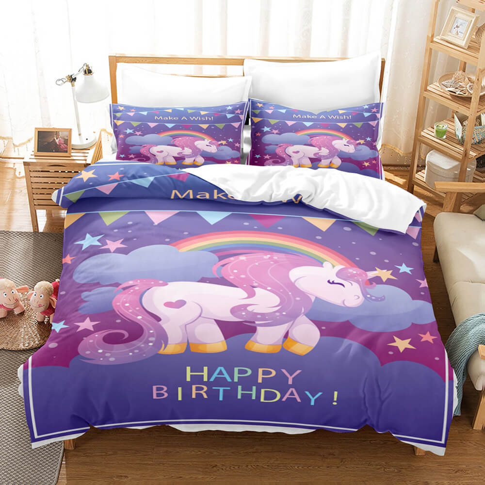Cartoon Unicorn Bedding Set Quilt Covers Room Decoration (Online Order Only)