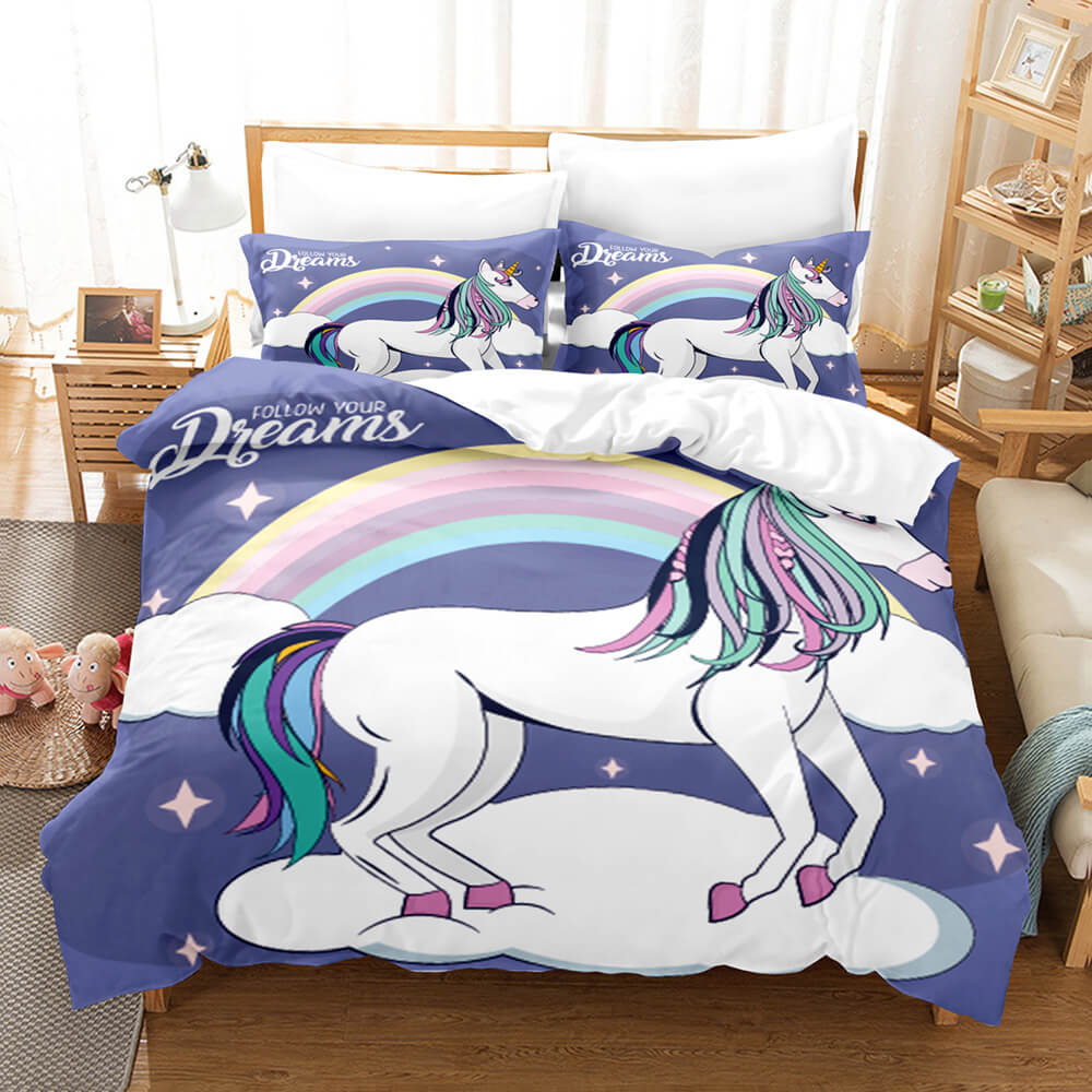 Cartoon Unicorn Bedding Set Quilt Covers Room Decoration (Online Order Only)