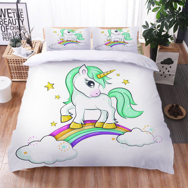Cartoon Unicorn Bedding Set Quilt  Cover Without Filler (Online Order Only)