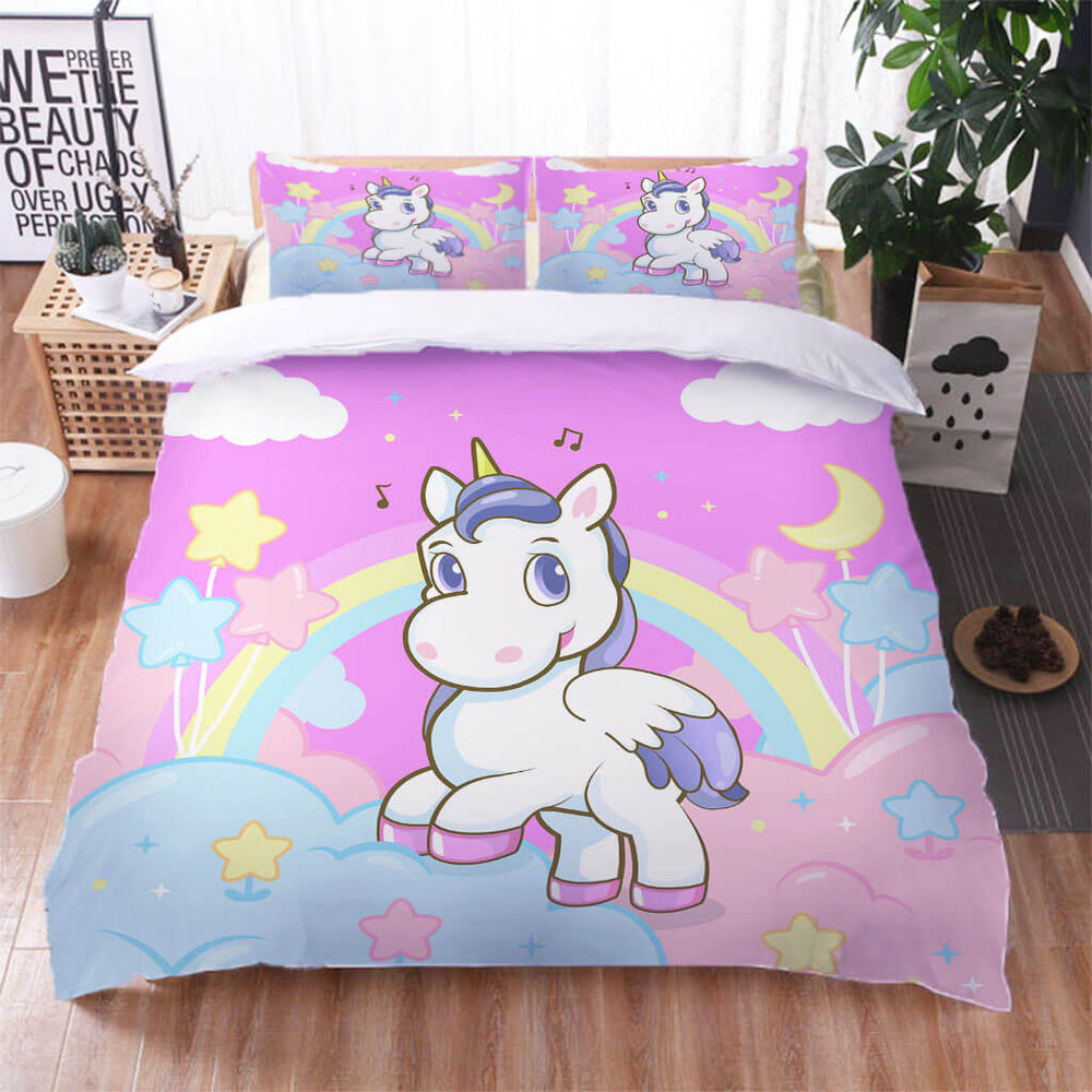 Cartoon Unicorn Bedding Set Quilt  Cover Without Filler (Online Order Only)