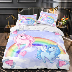 Cartoon Unicorn Bedding Set Quilt Duvet Cover Bedding Sets Kids Gift (Online Order Only)