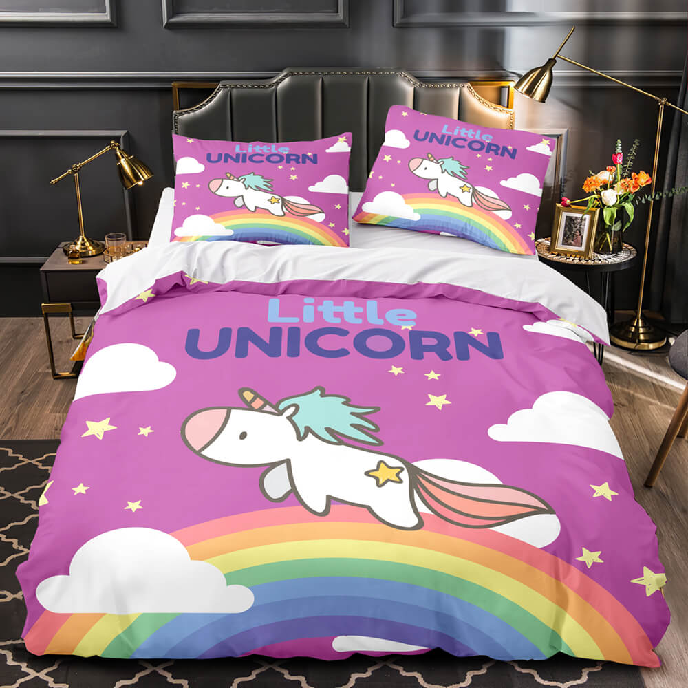 Cartoon Unicorn Bedding Set Quilt Duvet Cover Bedding Sets Kids Gift (Online Order Only)