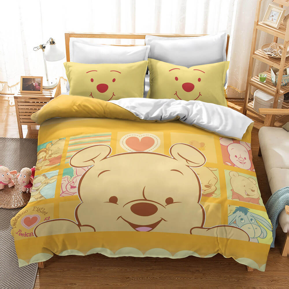 Cartoon Winnie the pooh Kids Bedding Set Quilt Cover Without Filler (Online Order Only)