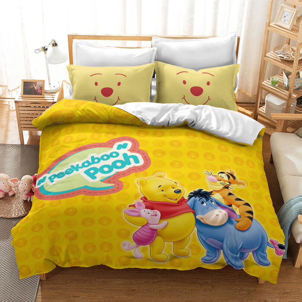 Cartoon Winnie the pooh Kids Bedding Set Quilt Cover Without Filler (Online Order Only)