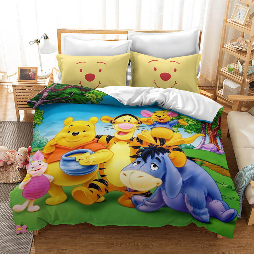 Cartoon Winnie the pooh Kids Bedding Set Quilt Cover Without Filler (Online Order Only)