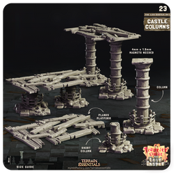 3D Printed Cast n Play Modular Columns The Lost Castle Terrain Set 28mm 32mm D&D (Online Only)