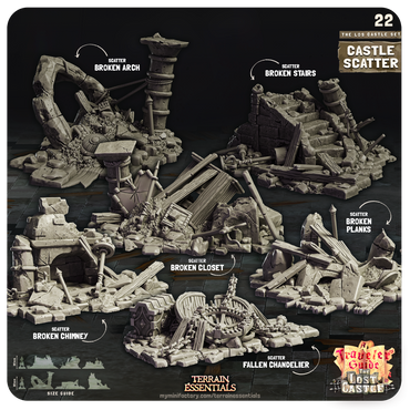 3D Printed Cast n Play Castle Scatter The Lost Castle Terrain Set 28mm 32mm D&D (Online Only)