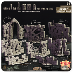 3D Printed Cast n Play Castle Modular Walls The Lost Castle Terrain Set 28mm 32mm D&D (Online Only)