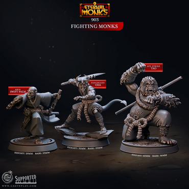 3D Printed Cast n Play Fighting Monks Eternal Monks Set 28mm 32mm D&D (Online Only)