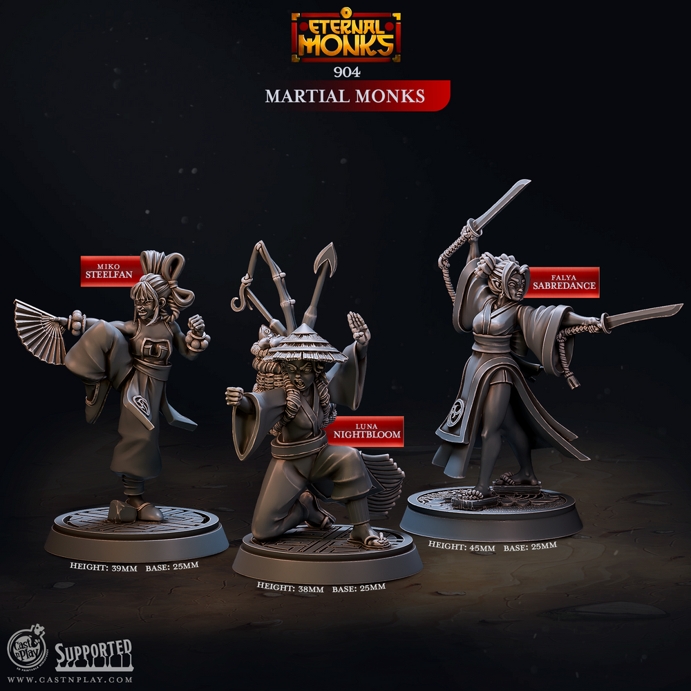 3D Printed Cast n Play Martial Monks Eternal Monks Set 28mm 32mm D&D (Online Only)