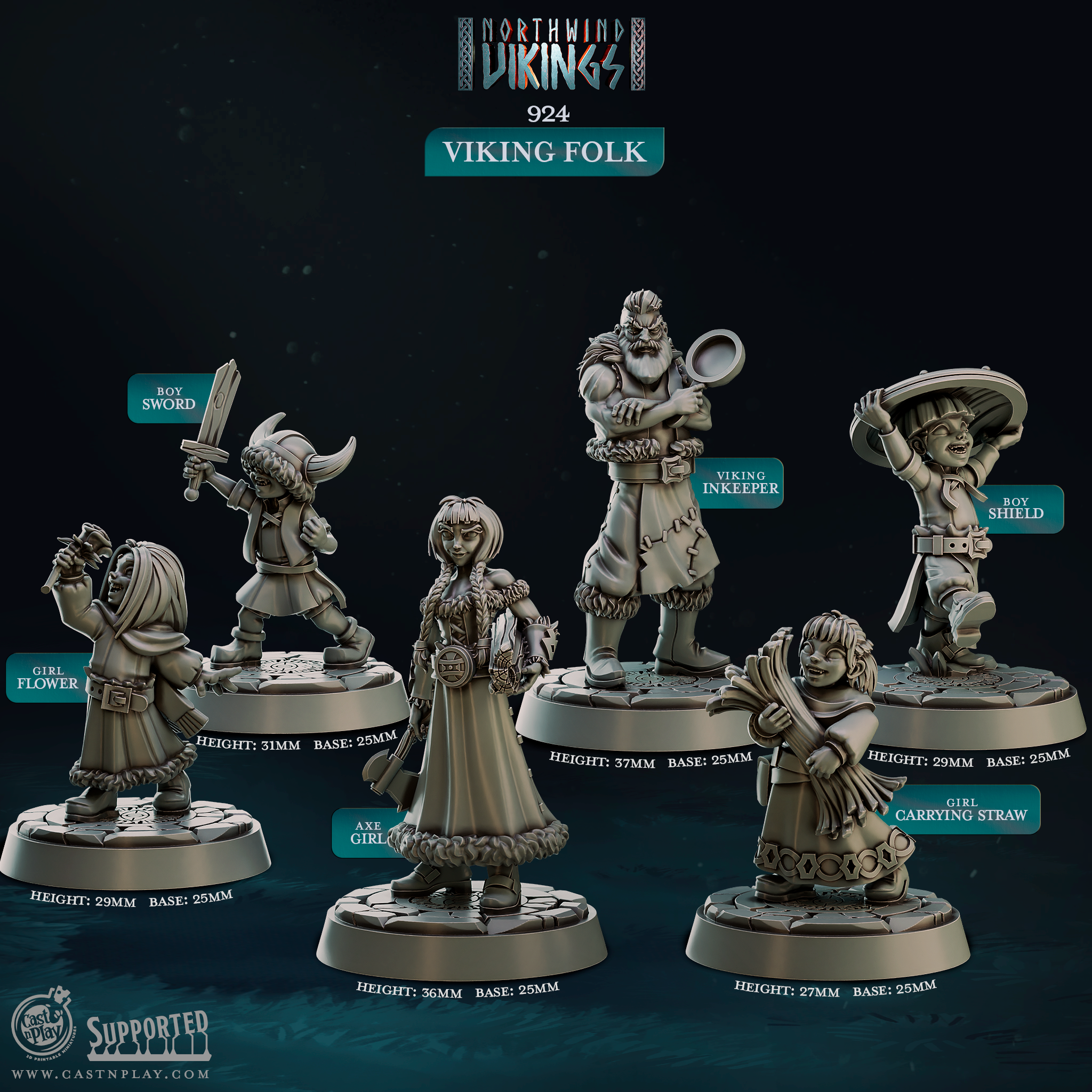 3D Printed Cast n Play Viking folk Northwind Vikings 28mm 32mm D&D (Online Only)