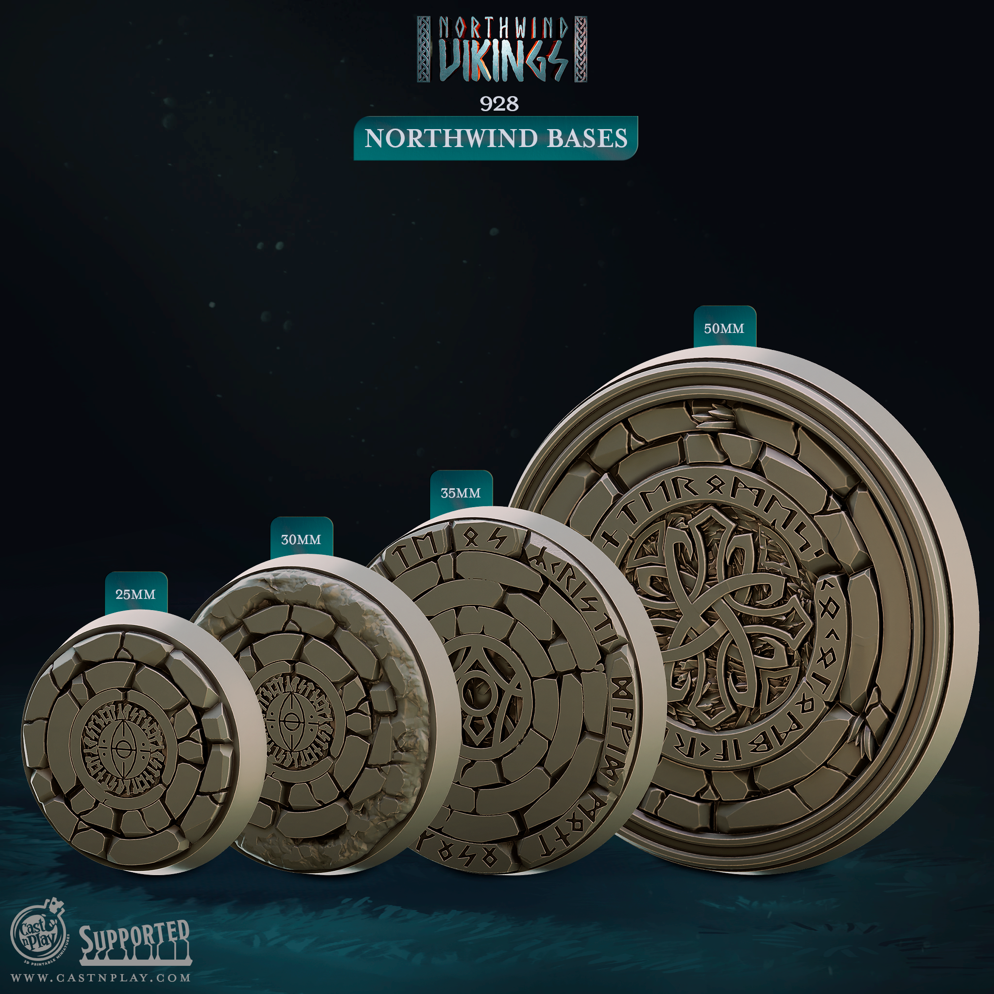 3D Printed Cast n Play Northwind Bases Northwind Vikings 28mm 32mm D&D (Online Only)