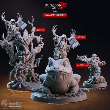 3D Printed Cast n Play Dwarf Druid Dungeon Guild Set 28mm 32mm D&D (Online Only)