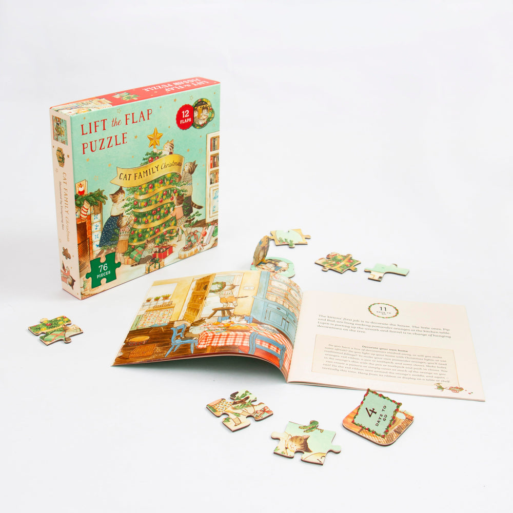 Cat Family Christmas 76 Piece "Lift the Flap" Jigsaw Puzzle Kaddo