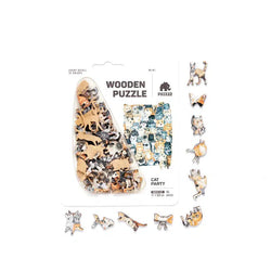 Cat Party 40 Piece Mini Wooden Jigsaw Puzzle Geek Toys (ONLINE ORDER ONLY)
