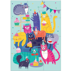 Cat Party Birthday Greeting Card 12 Piece Jigsaw Puzzle Mudpuppy (ONLINE ORDER ONLY)