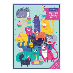 Cat Party Birthday Greeting Card 12 Piece Jigsaw Puzzle Mudpuppy (ONLINE ORDER ONLY)