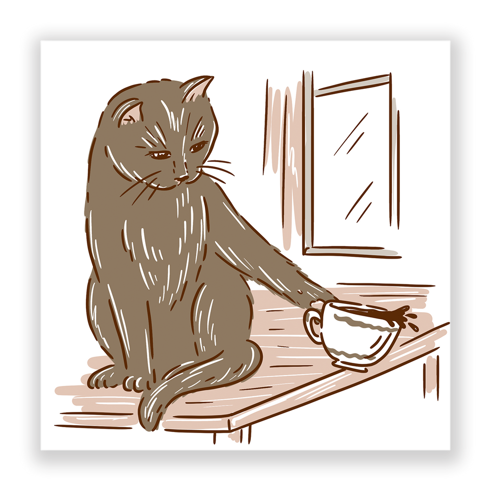 Cat On Table Sticker (Online Order Only)
