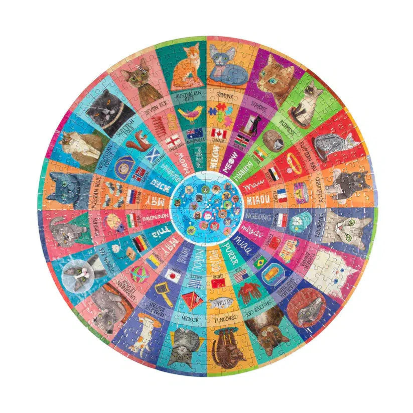 Cats of the World 500 Piece Round Jigsaw Puzzle eeBoo (ONLINE ORDER ONLY)