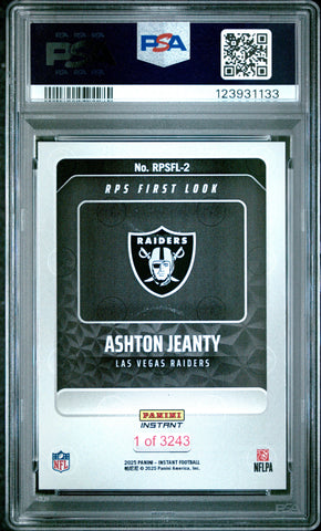 Graded 2025 Panini Instant Ashton Jeanty #RPSFL2 RPS First Look Rookie RC Football Card PSA 10 Gem Mint (ONLINE ORDER ONLY)