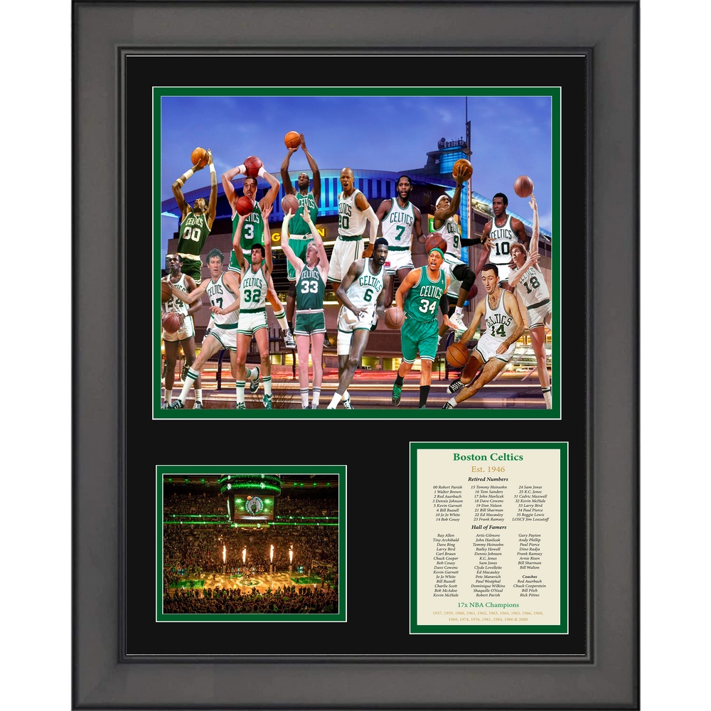 Framed Boston Celtics All-Time Greats Legends 11"x14" Basketball Three Photo Collage (ONLINE ORDER ONLY)