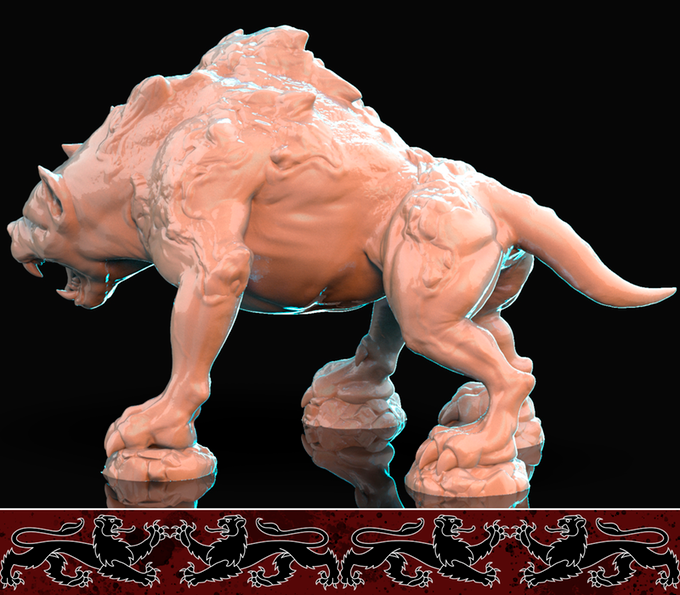 3D Printed Nafarrate Cerberus Bestiary Creatures Volume 1 28mm 32mm D&D (Online Only)