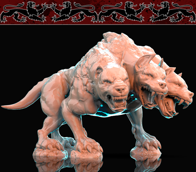 3D Printed Nafarrate Cerberus Bestiary Creatures Volume 1 28mm 32mm D&D (Online Only)