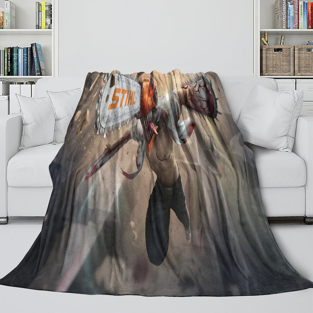 Chainsaw Man Blanket Flannel Fleece Pattern Throw Room Decoration (Online Order Only)