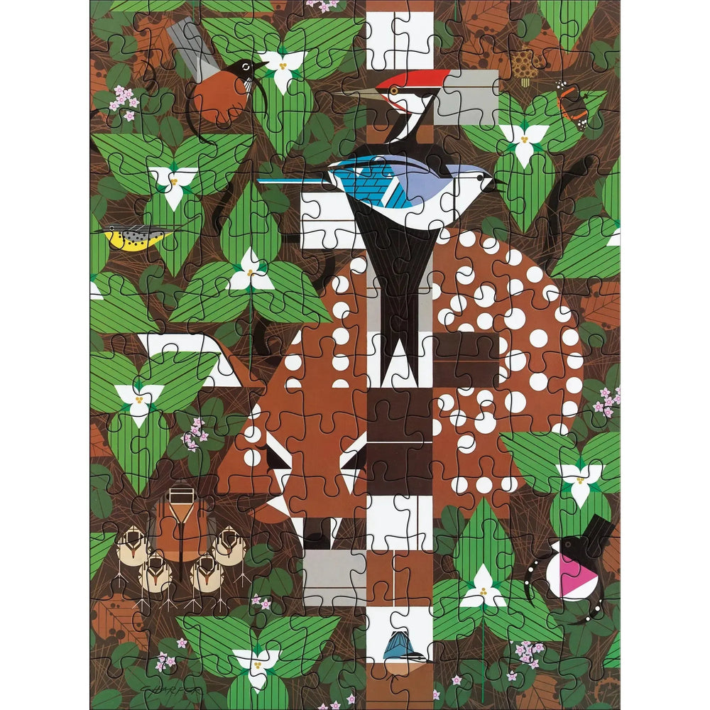 Charley Harper Set of 2 120 Piece Double-Sided Jigsaw Puzzle Pomegranate