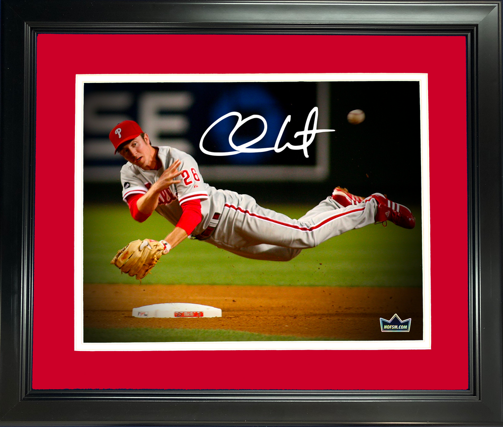 Framed Chase Utley Philadelphia Phillies Facsimile Laser Engraved Signature Auto 11"x14" Baseball Photo HOFSM Holo (ONLINE ORDER ONLY)