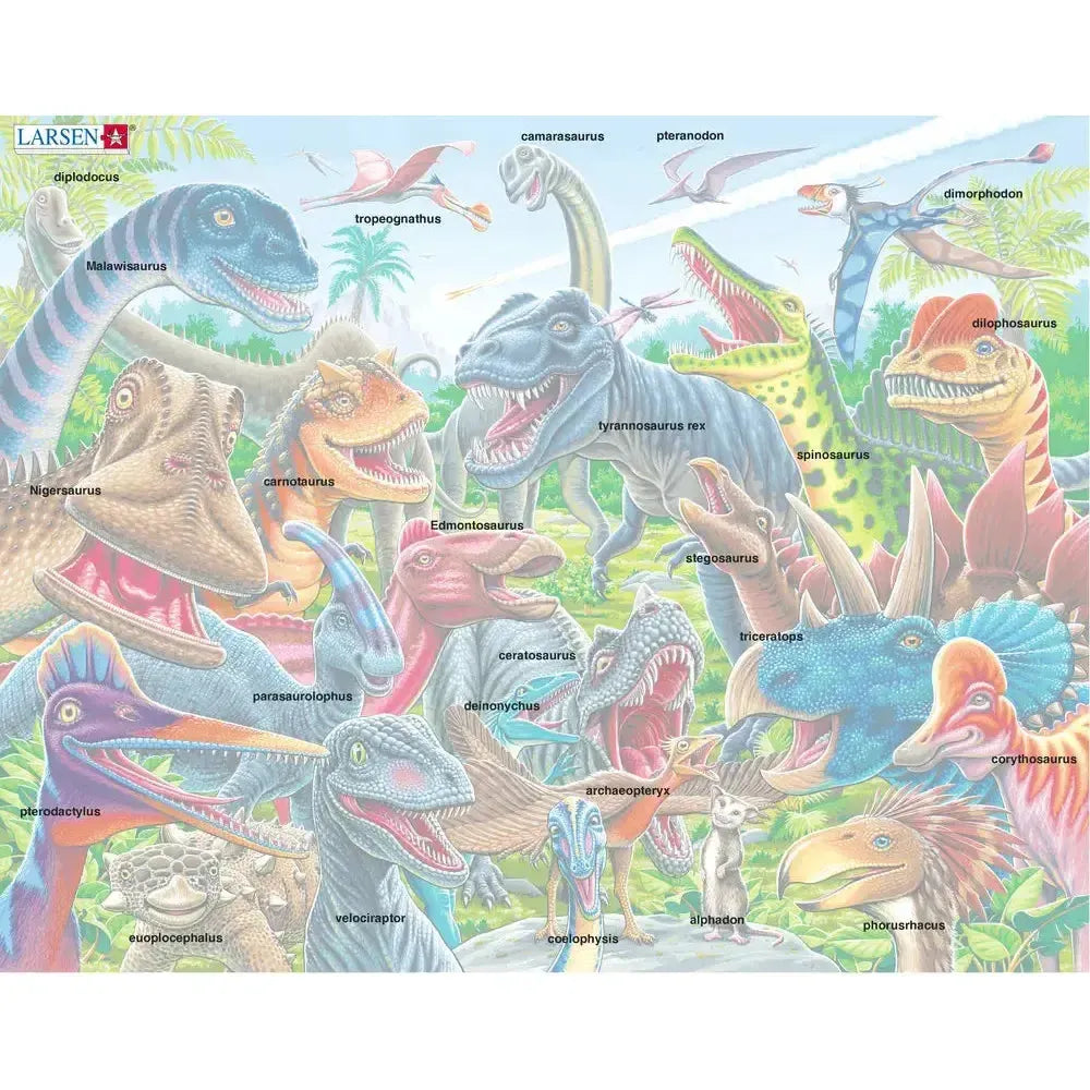 Cheerful Dinosaurs Selfie 43 Piece Tray Jigsaw Puzzle Larsen
