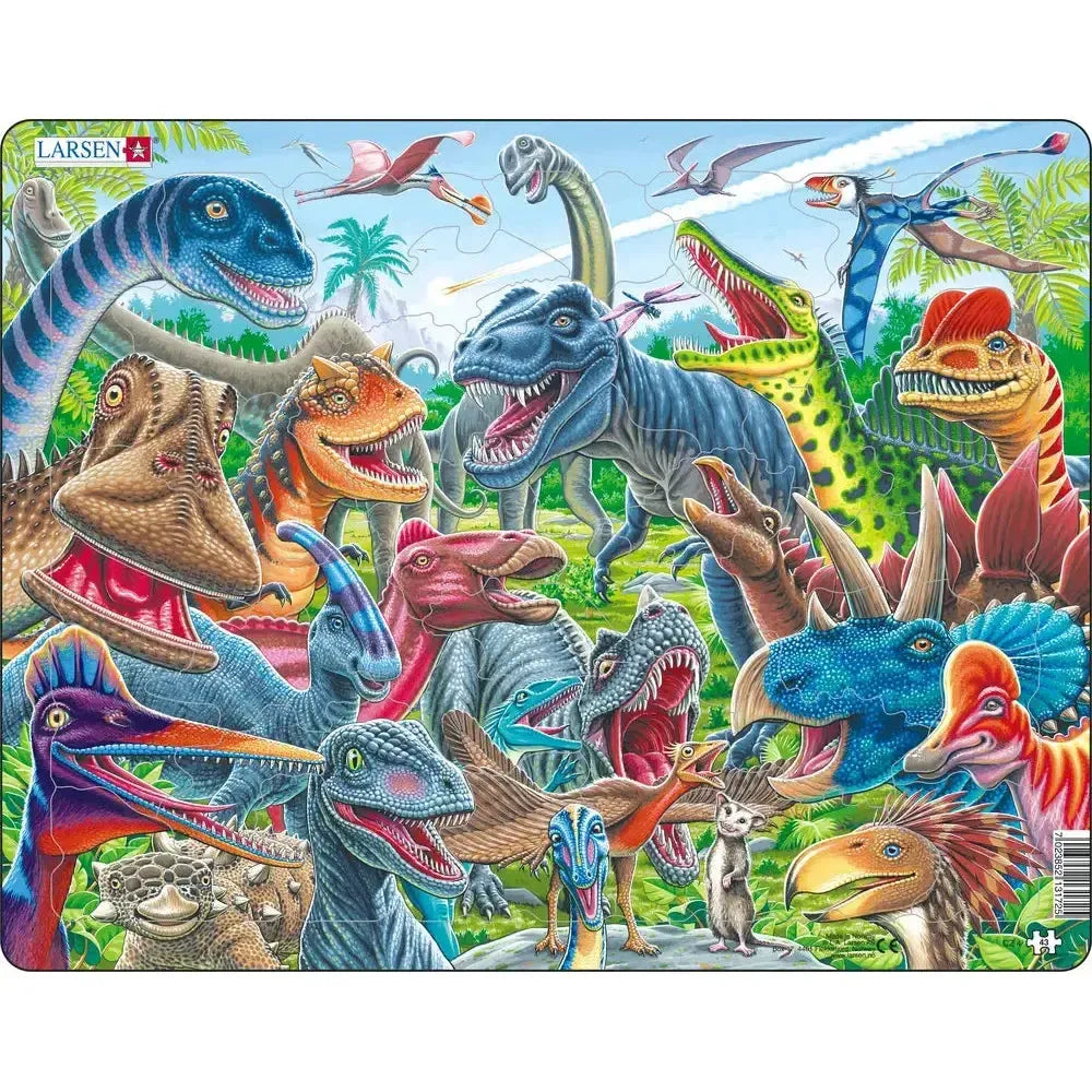 Cheerful Dinosaurs Selfie 43 Piece Tray Jigsaw Puzzle Larsen