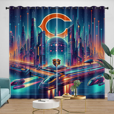 Chicago Bears Curtains Blackout Window Drapes Room Decoration (Online Order Only)