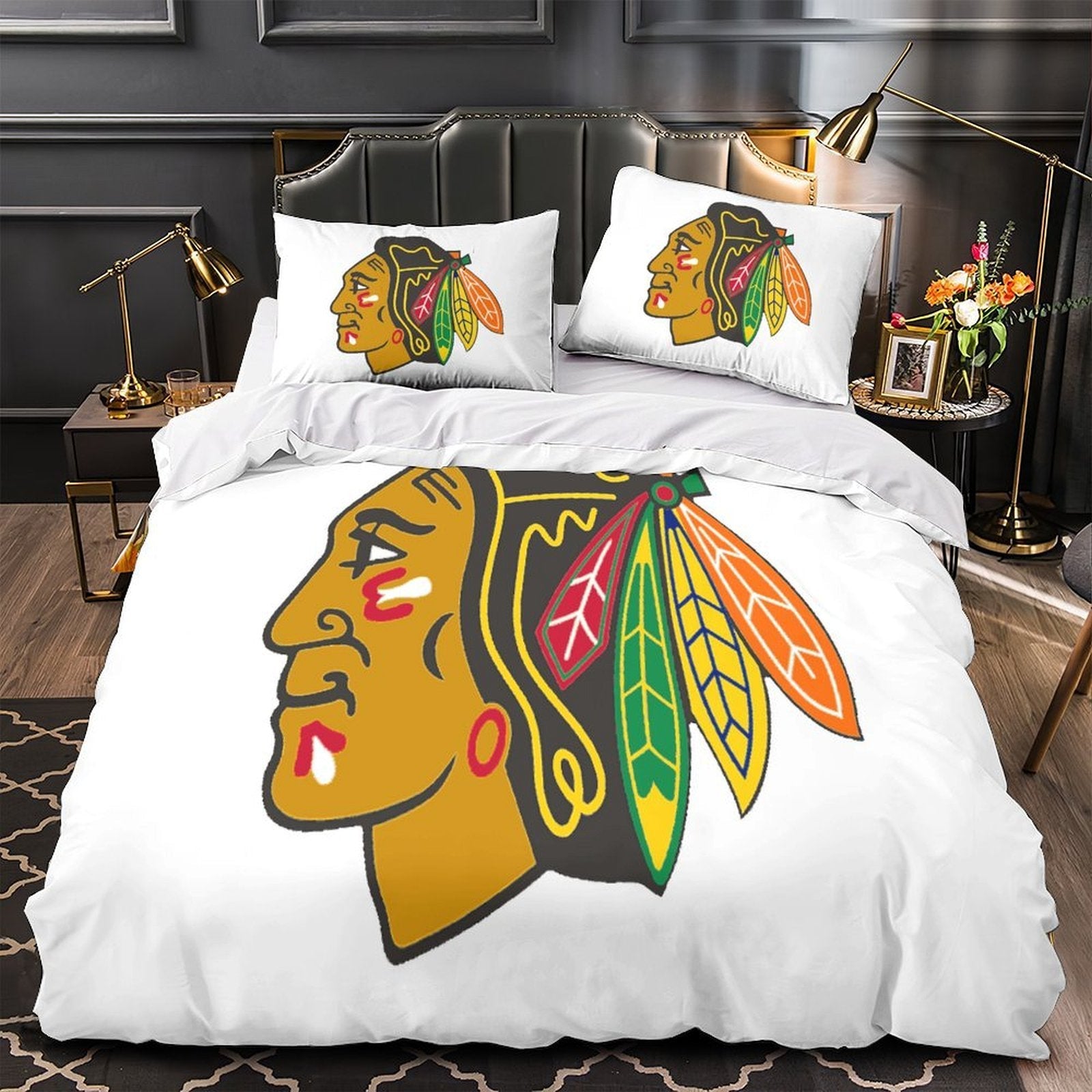 Chicago Blackhawks Bedding Set Quilt Duvet Cover Without Filler (Online Order Only)