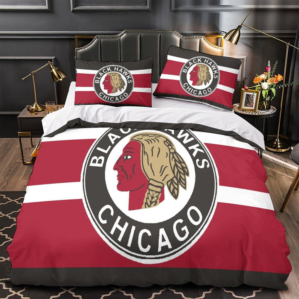 Chicago Blackhawks Bedding Set Quilt Duvet Cover Without Filler