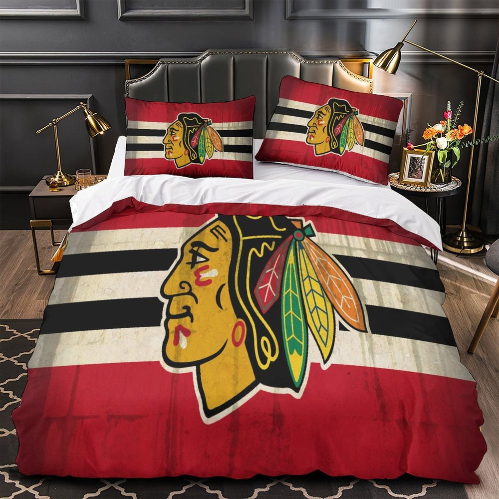 Chicago Blackhawks Bedding Set Quilt Duvet Cover Without Filler (Online Order Only)
