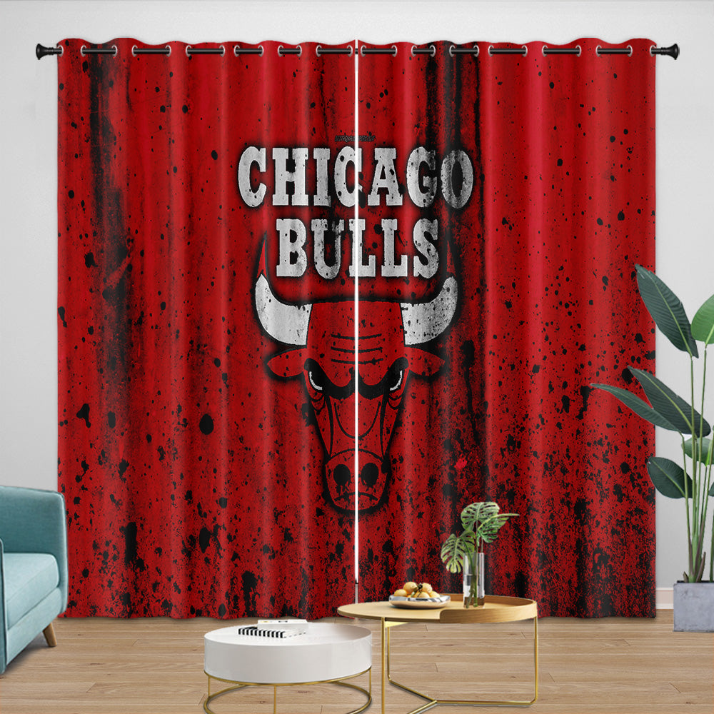 Chicago Bulls Curtains Blackout Window Drapes Room Decoration (Online Order Only)