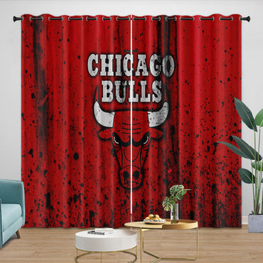 Chicago Bulls Curtains Blackout Window Drapes Room Decoration (Online Order Only)