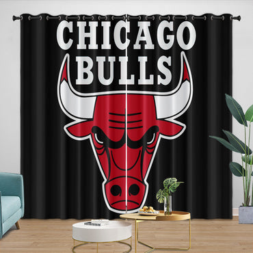Chicago Bulls Curtains Blackout Window Drapes Room Decoration (Online Order Only)