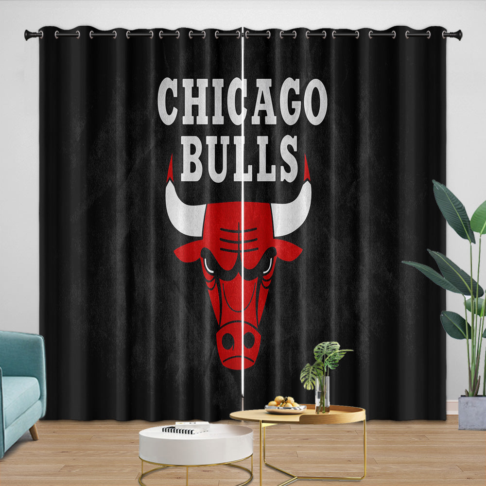 Chicago Bulls Curtains Blackout Window Drapes Room Decoration (Online Order Only)